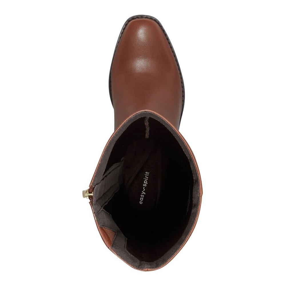 [NEW IN BOX] Easy Spirit Women Loretta Riding Boots Medium Brown Leather 8.5 - Picture 4 of 9